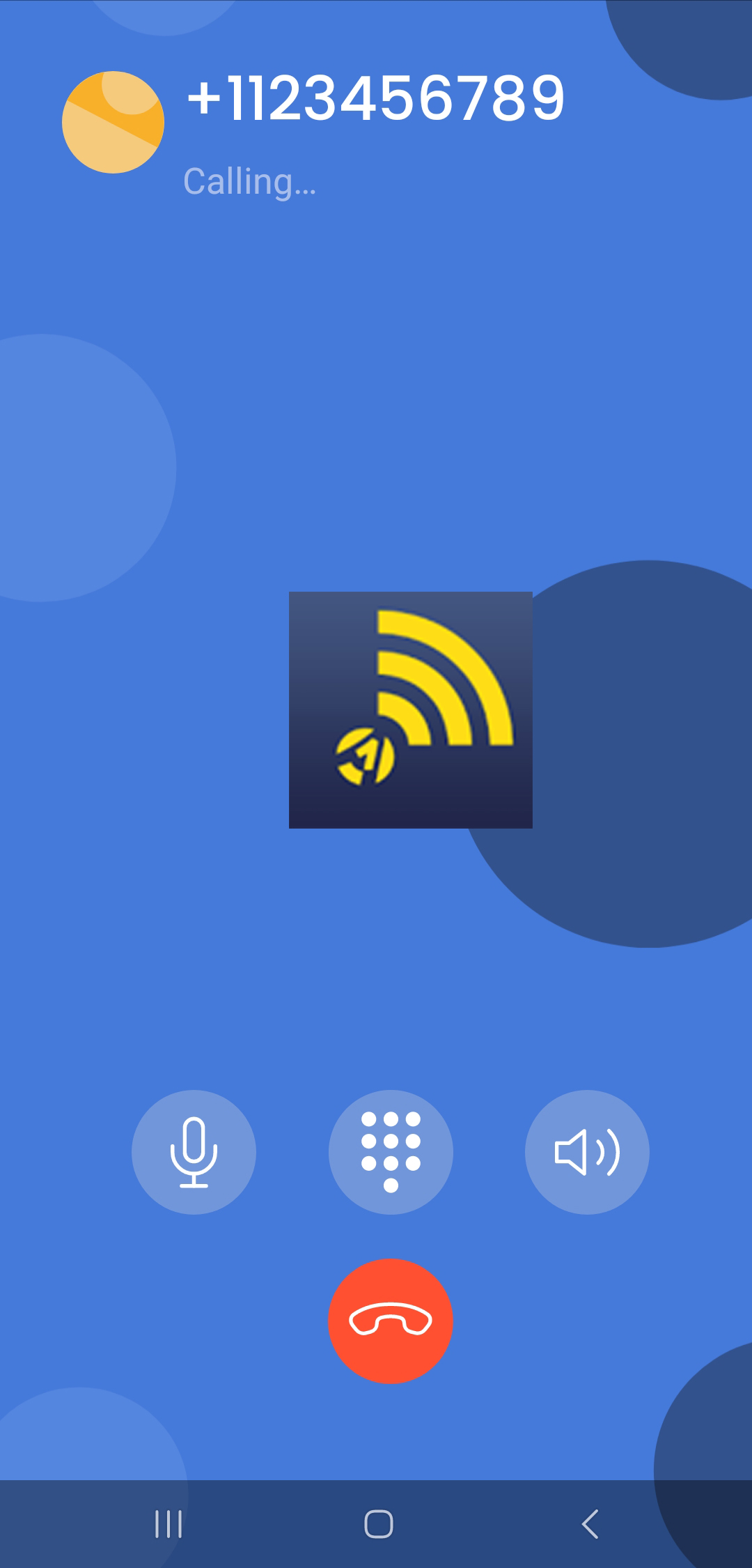 Image of the OneSim VoIP app making an international call using VoIP when traveling