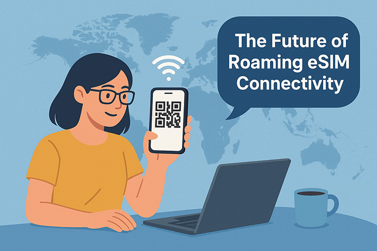 Digital nomad using eSIM for connectivity
