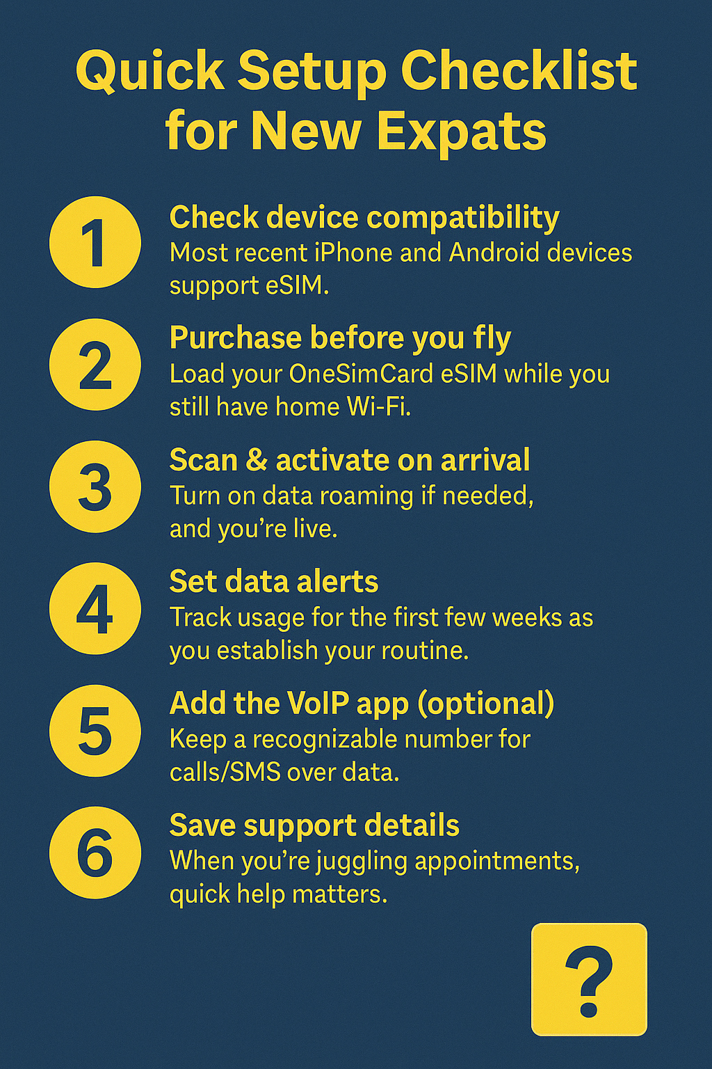 Checklist for expats using eSIM
