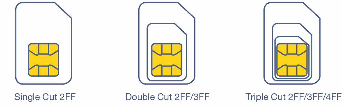 Image of typical IoT Sim Card Form Factors