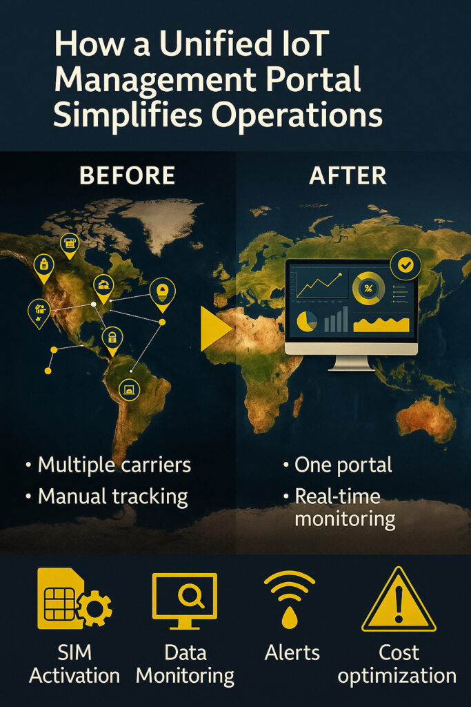 Image showing the improvement that a single IoT SIM card Management platform can make