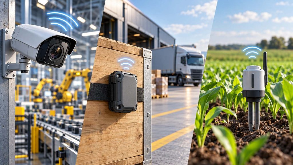 Security camera using 5G, Asset tracker using Cat-M, Soil monitor using NB-IoT