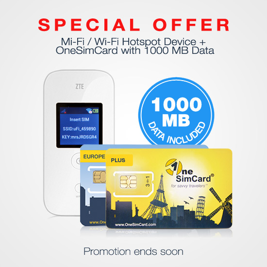 Mobile Wi-Fi Hotspot (MiFi) with a OneSimCard 1000 MB Airtime $99.95! -