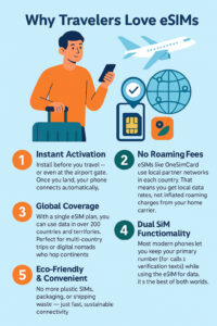 5 reasons infographic why travelers love international eSIM